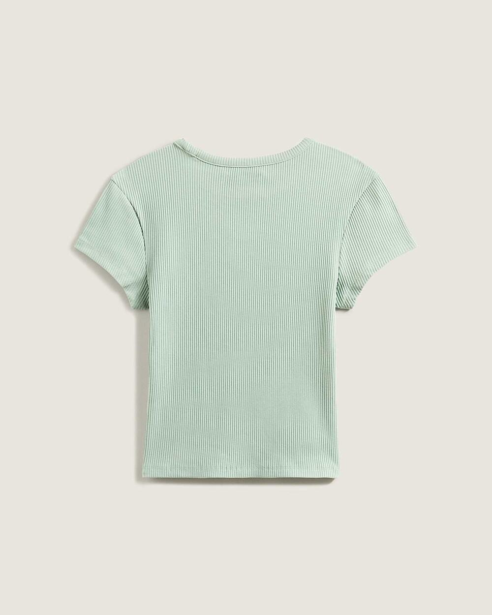 Unbranded Girls Green Textured Ribbed Knit Short Sleeve Top Youth